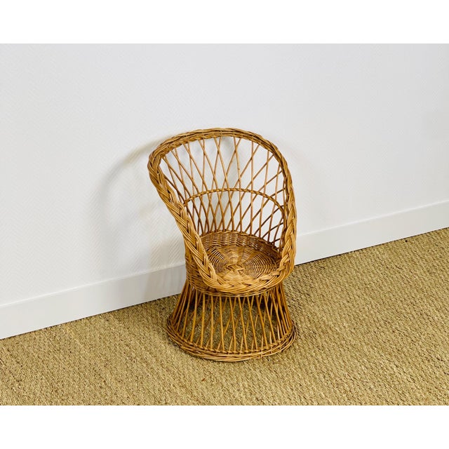 Vintage Handcrafted Rattan Children's Armchair, 1960s For Sale - Image 11 of 11