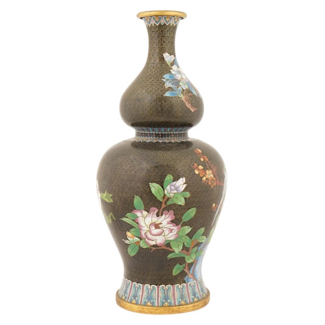 Vintage Chinese Cloisonne Enamel Double Gourd Vase For Sale In New York - Image 6 of 8