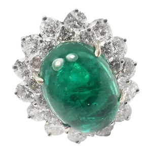 Craig Drake 18k White Gold Large 10.97ct Emerald Diamond Cocktail Ring, size 7