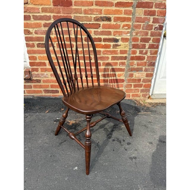 Wood Vintage Windsor Style Hoop BraceBack Oak Side Chair For Sale - Image 7 of 18