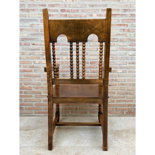19th-Century French Carved Oak Turned Wood Armchair For Sale - Image 9 of 12