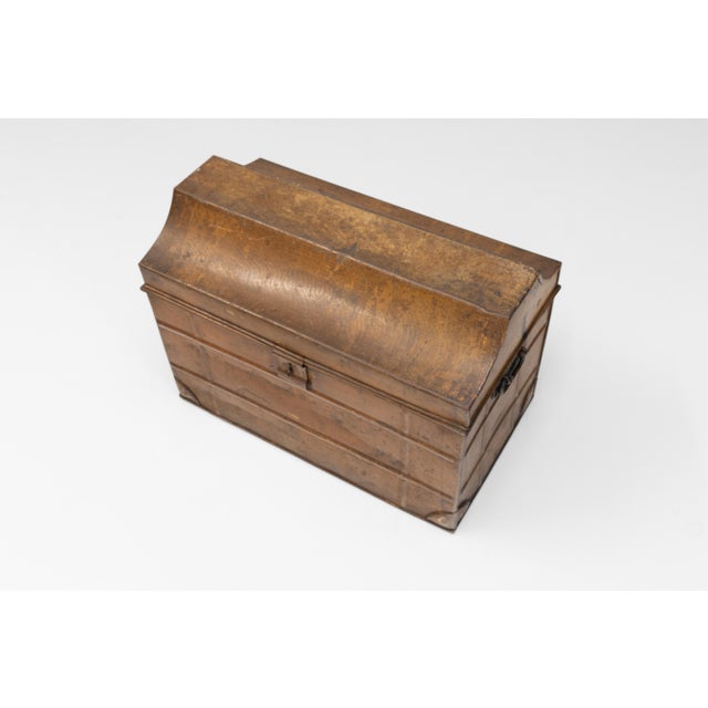 Antique Tin Trunk, 1900 For Sale - Image 4 of 9