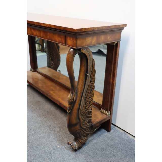 Early 21st Century Theodore Alexander Regency Swan Carved Burl Console Table For Sale - Image 5 of 6