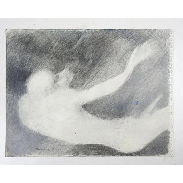 Late 20th Century Falling Figure Abstract Drawing For Sale - Image 4 of 4