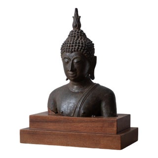 Bronze Bust of Buddha, Sukhothai Style For Sale