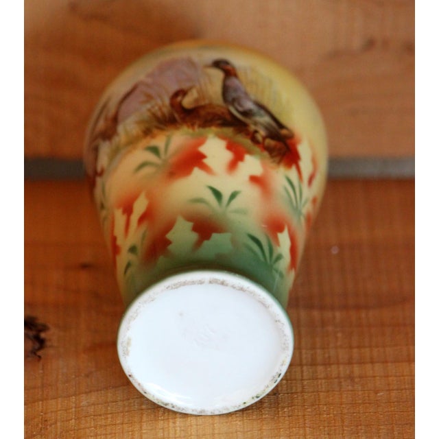 Persimmon Antique Edwardian Art Nouveau German Porcelain Vase With Ducks, Germany 8207 For Sale - Image 8 of 10