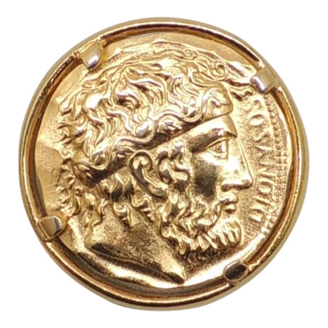 Vintage 1980 Signed Napier Goldtone Greek Figure Dionysus Brooch For Sale