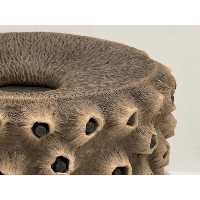 Rob Sieminski (American, b.1953) Large Hand Built Pottery Nail Encrusted Vessel For Sale - Image 4 of 7