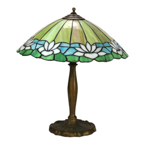 Arts & Crafts Handel School Leaded Stained Glass Water Lily Table Lamp C1920