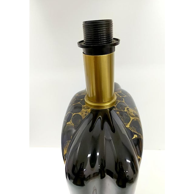 Vintage Italian Black and Gold Glazed Ceramic Table Lamps, 1980s, Set of 2 For Sale - Image 10 of 15