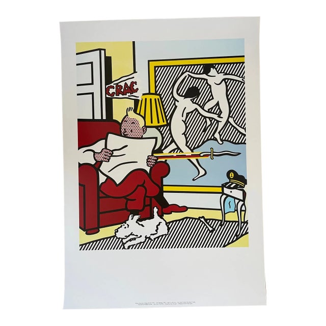 1990s Roy Lichtenstein, Tintin Reading Exhibition Poster For Sale