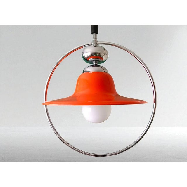 Mid-Century Modern Glossy Orange Pull Down Hanging Light, 1960s For Sale - Image 10 of 10