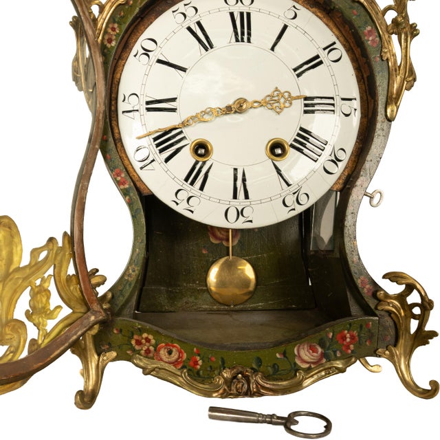 Antique 18th Century French Louis XV Painted & Ormolu Vernis Martin Cartel Clock 1750 For Sale - Image 18 of 18