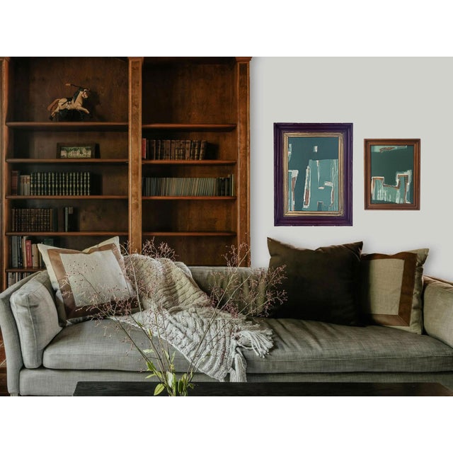 “Cabin Fern" Green Abstract Art in Antique Frame, Transitional Living Room Art by JTS For Sale In Minneapolis - Image 6 of 8