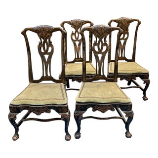 Set of English Queen Anne Chinoiserie Chairs For Sale