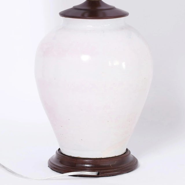 Pair of Antique Dutch Blue and White Porcelain Spice Jar Table Lamps For Sale In West Palm - Image 6 of 6