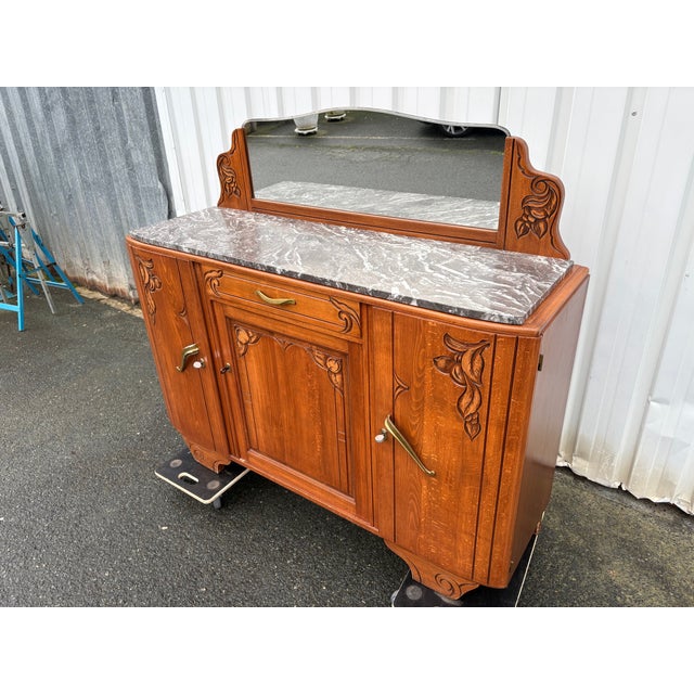 Art Nouveau Sideboard with Marble Top and Mirror, 1890s For Sale - Image 5 of 18