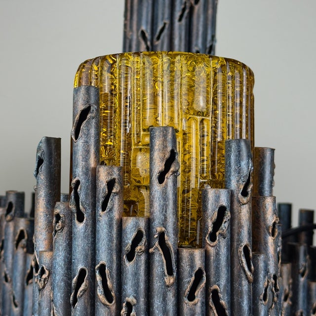 Brutalist Chandelier by Marcello Fantoni for Fantoni Studio, Florence, Italy, 1960s For Sale - Image 17 of 18