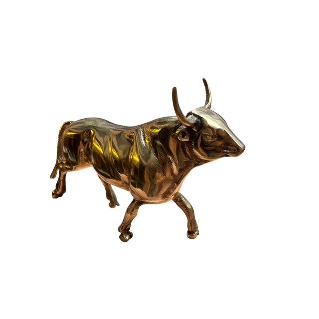 Stock Market Bull Figurine in Brass For Sale - Image 9 of 11