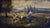 Italian pastoral landscape painted in oil on canvas by Emilio Pergola, depicting a serene rural scene with figures engaged...