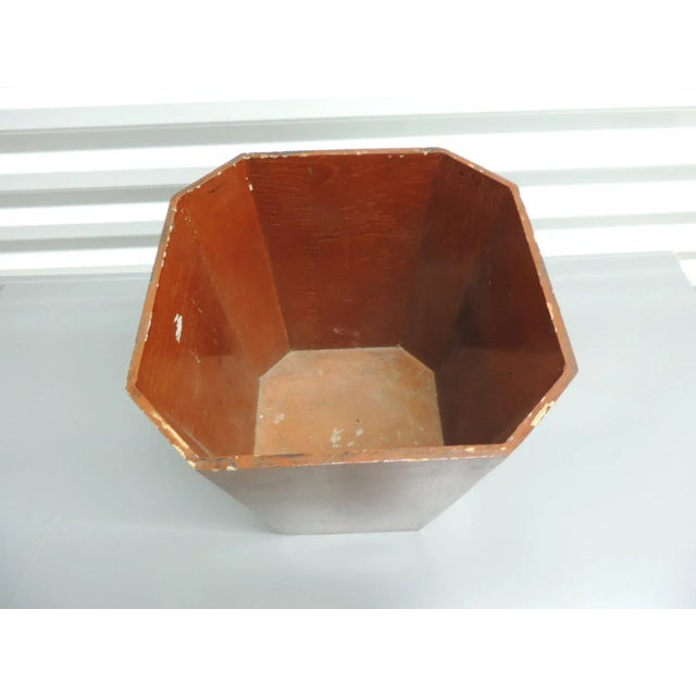 2000 - 2009 Red and Green Wood Lacquered Finish Wastebasket For Sale - Image 5 of 6