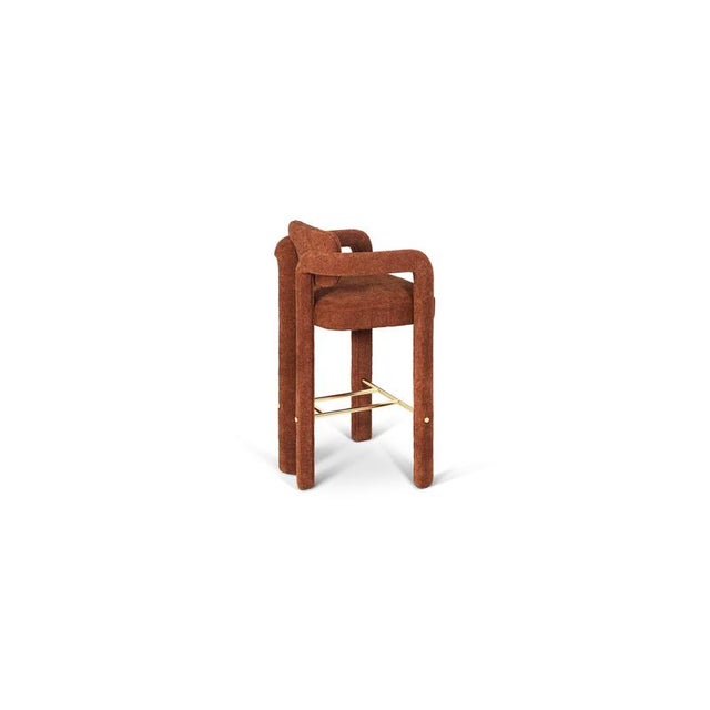 Not Yet Made - Made To Order Double Arch Bar Stool in Brass and Drau Ref. 5 Upholstery by Insidherland For Sale - Image 5 of 11