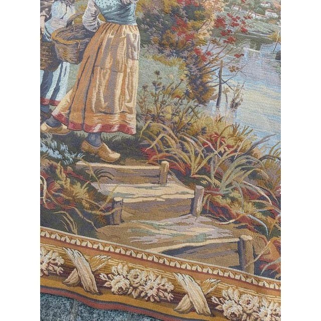 Vintage French Aubusson Style Halluin Jaquar Tapestry, 1990s For Sale - Image 14 of 18