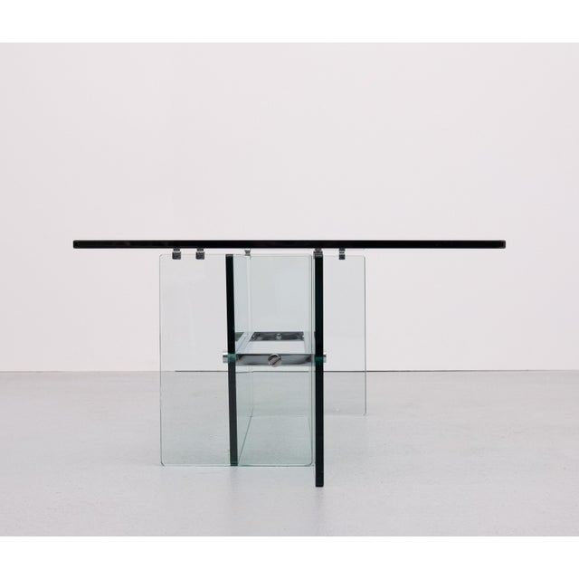 Beautiful geometric all-glass and Chrome Coffee table. Architectural Design. So stylish. Good condition. Fontana Arte...