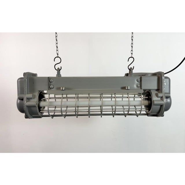 Industrial Grey Hanging Tube Light from Elektrosvit, 1970s For Sale - Image 14 of 18