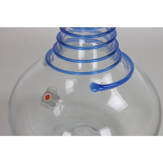 Blenko Swirl Cobalt & Clear Vase Chairish