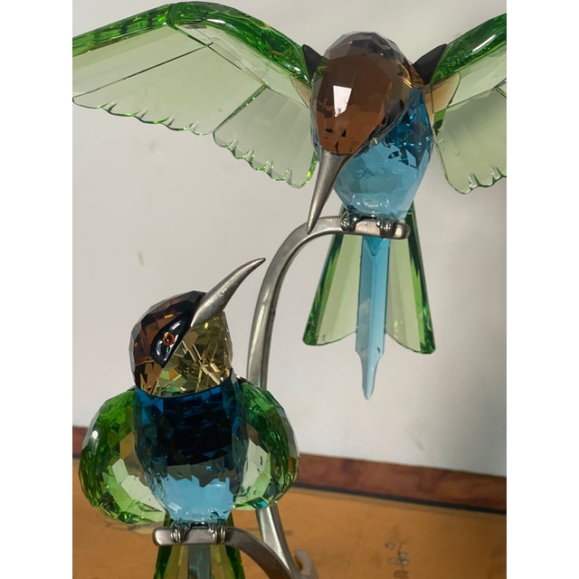 Swarovski 1970s Swarovski Birds of Paradise Bee Eaters Heinz Tabertshofer 957128 Crystal Sculpture in Box For Sale - Image 4 of 10