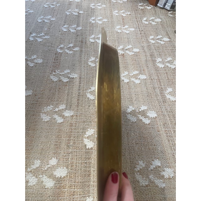1970s Vintage Chinese Etched Brass Tray 17” For Sale - Image 5 of 11