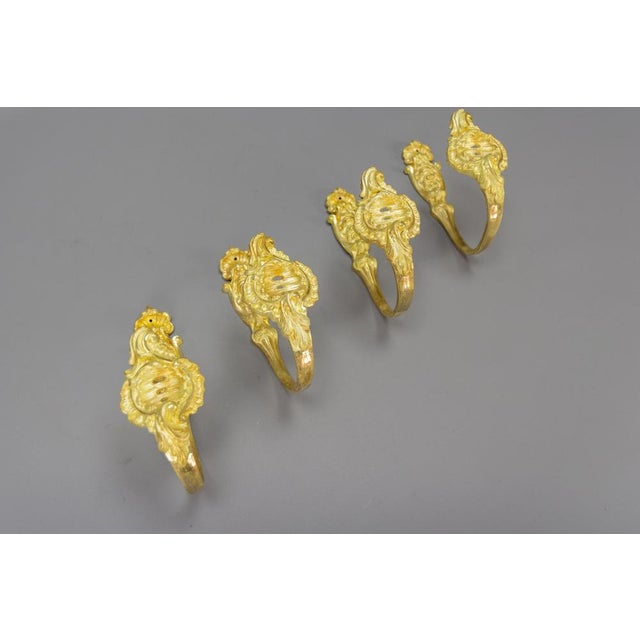 Gold French Rococo Style Gilt Bronze Curtain Tiebacks or Curtain Holders, 1890s, Set of 4 For Sale - Image 8 of 18