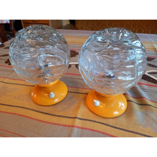 1970s 1970s Graewe West German Space Age Orange Glass Table Lamps – Pair For Sale - Image 5 of 10