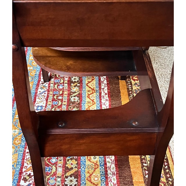 Vintage Mahogany Lyre Back Telephone Table With Gossip Bench Seat For Sale - Image 9 of 13