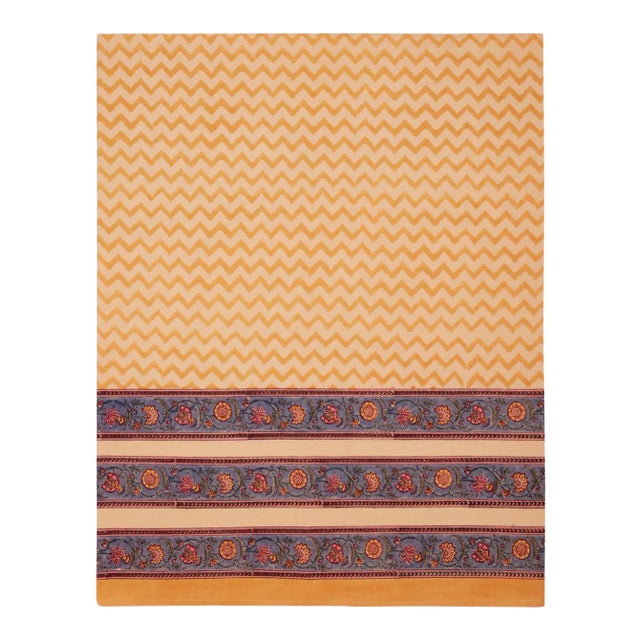 Dragonfly Chevron Flat Sheet, King - Mustard Yellow For Sale