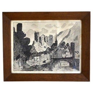 Ink Landscape, 1940s For Sale