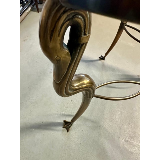 Vintage Solid Brass and Ogee Edge Thick Glass Table For Sale - Image 10 of 12