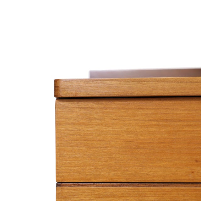 Wood Small Mid Century Teak Desk Vanity by Gunther Hoffstead for Uniflex For Sale - Image 7 of 10