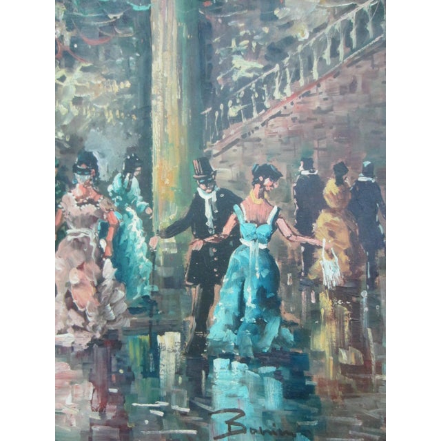 Masquerade Ball Impressionist Oil on Canvas Signed Bonini, Framed For Sale - Image 9 of 14