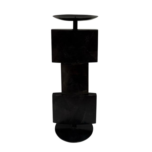 1990s 1990s R & Y Augousti Black Pen Shell Candle Holder Pricket For Sale - Image 5 of 6