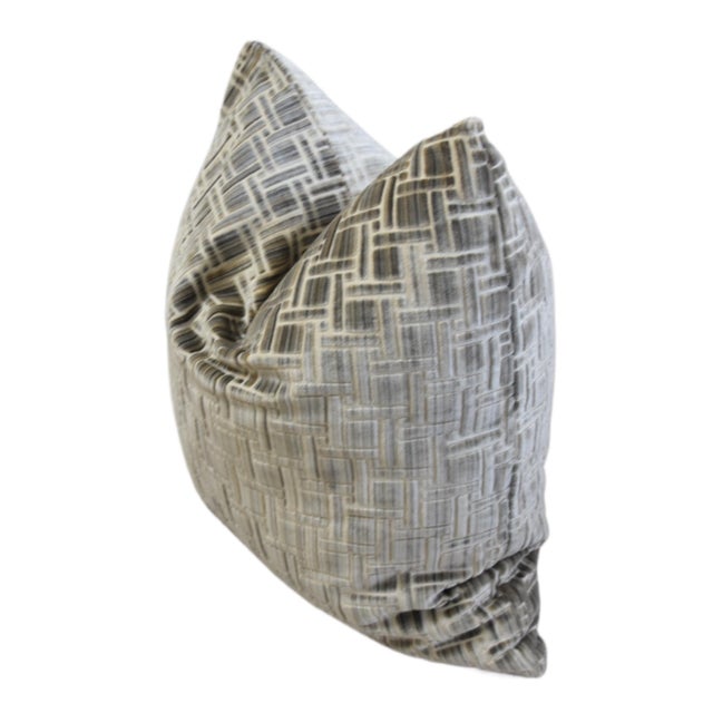 Designer Cut Velvet Modern Feather/Down Pillow For Sale - Image 4 of 5