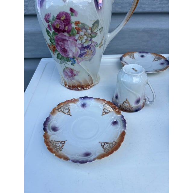 Early 20th Century Antique Floral Porcelain Tea Set - 11 Pc For Sale - Image 5 of 8