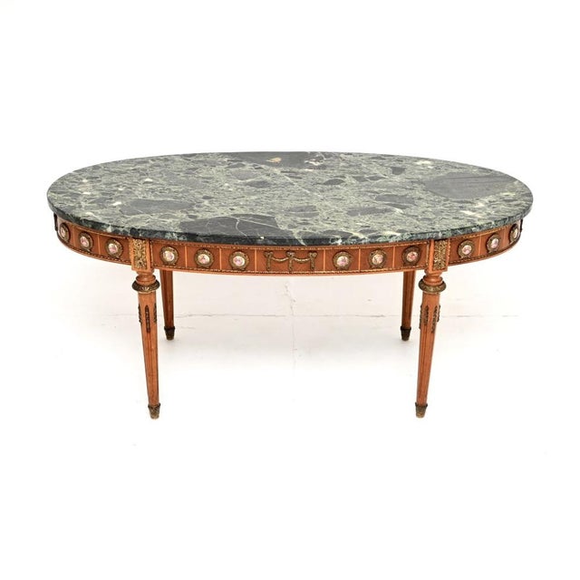 Vintage French Coffee Table with Marble Top, 1930 For Sale - Image 9 of 9