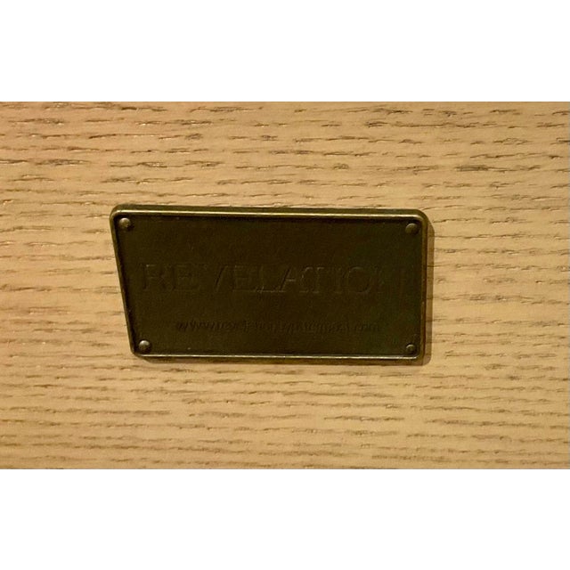 Original retail $6405, stylish Revelation Organic Modern Beige Palais Cabinet, satin brass finished pulls and ferrules,...