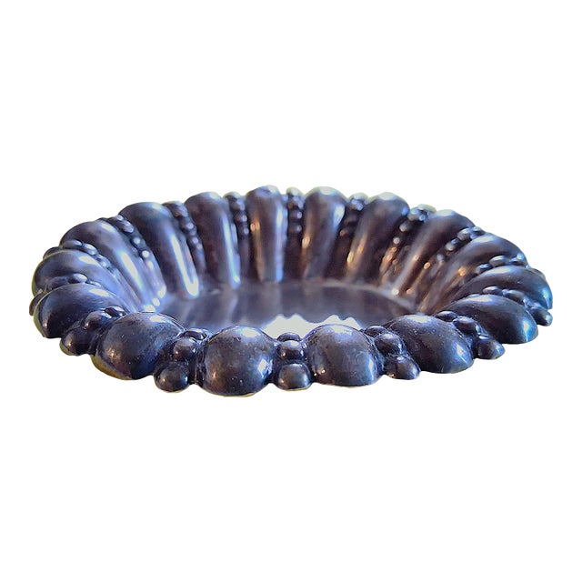 Vintage Siam of Peru Art Deco Fluted Sterling Silver Trinket Dish Master Salt For Sale