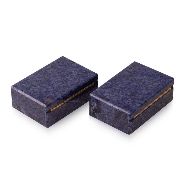 Vintage Italian Sodalite Stone Boxes, 1960s, Set of 2 For Sale - Image 4 of 10