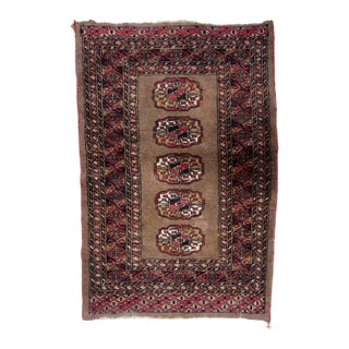 1920s, Antique Uzbek Bukhara Handmade Rug 2.7' X 4' For Sale