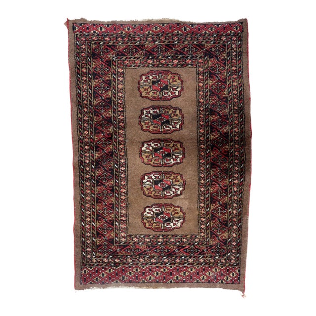 1920s, Antique Uzbek Bukhara Handmade Rug 2.7' X 4' For Sale