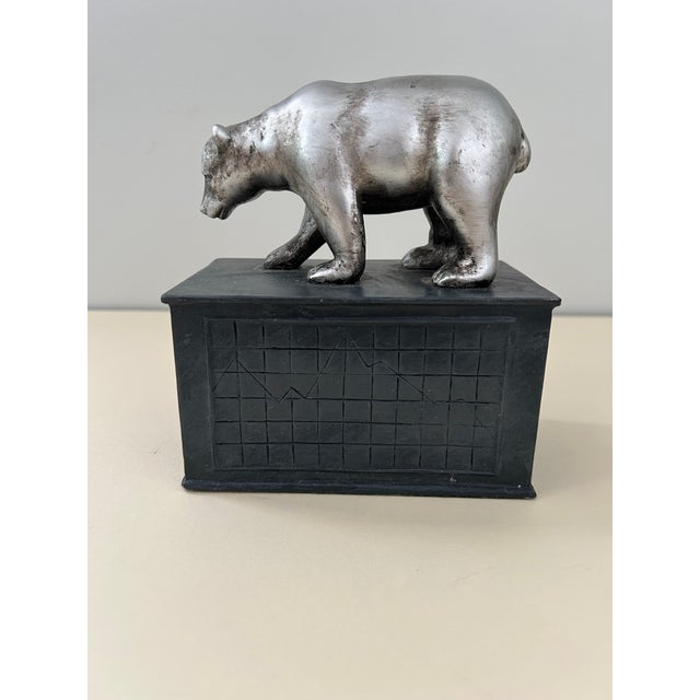 Vintage Bull & Bear Stock Market Bookends, Silver-Tone Metal For Sale - Image 13 of 15